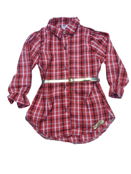 Imagem de Vestido Camisa Chemise Infantil Menina Xadrez Moda