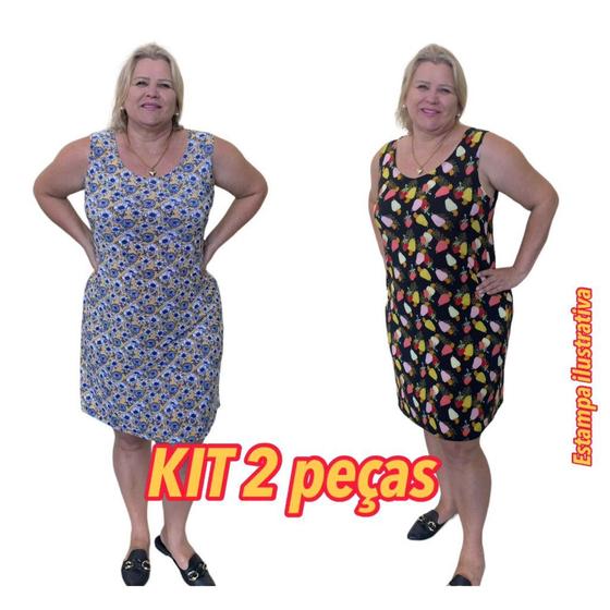 Imagem de Vestido Camiseta Estampado Em Liganete Malha Fresquinha  Plus Size Soltinho Envio 12 a 24 H