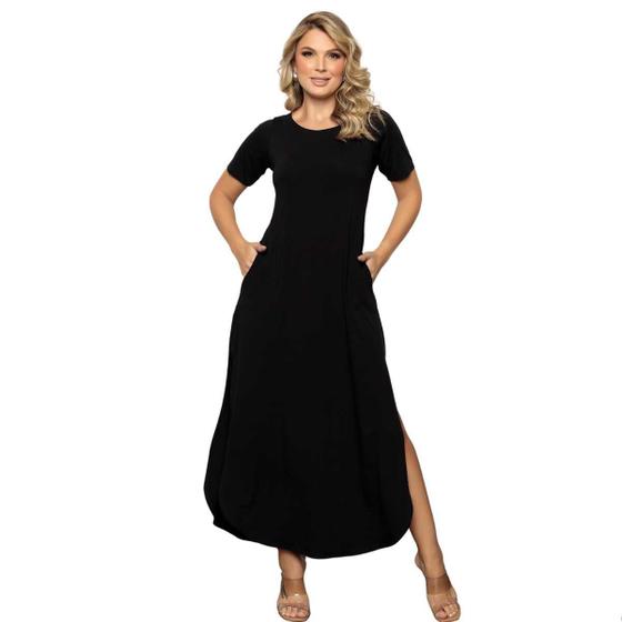 Imagem de Vestido Camiseta Max Longo Com Fendas