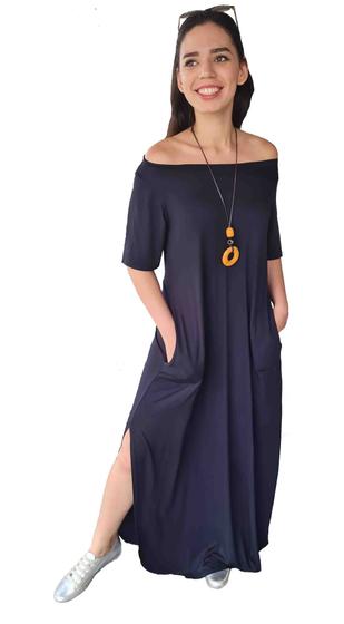 Imagem de Vestido Camiseta Maxi Longo Com Fendas Ref.15538