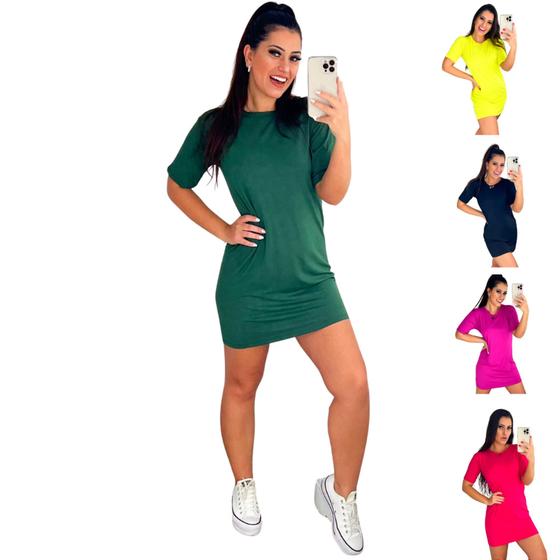 Imagem de Vestido Camisetão Camisão Feminino Curto ViscoLycra Moda