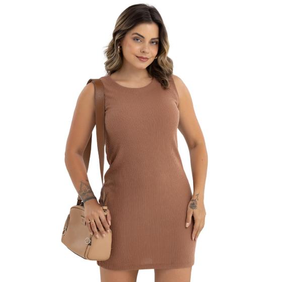 Imagem de Vestido Canelado S/Manga Básico Moda Feminina Slim 31924A