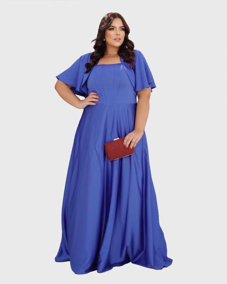 Imagem de Vestido Cappuccino Longo com Barbatana Azul