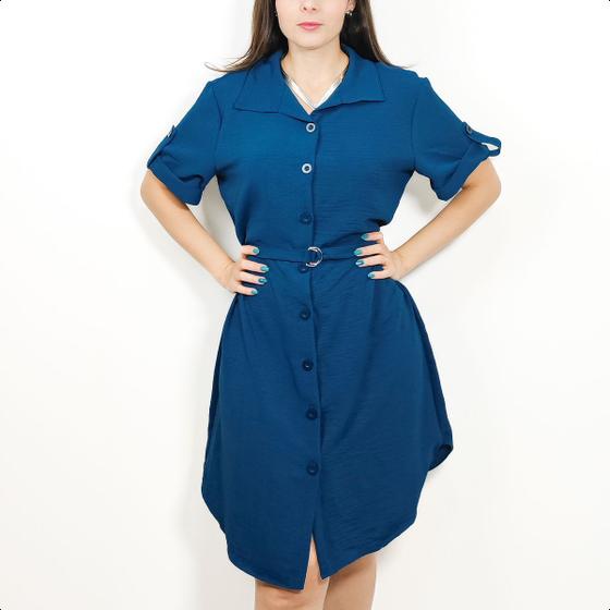 Imagem de Vestido Chamise Feminino Camisa Camisão Soltinho Botões