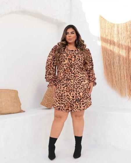 Vestido Chamise Manga Longa plus size - CAROL MODA CURVY PLUS SIZE ...