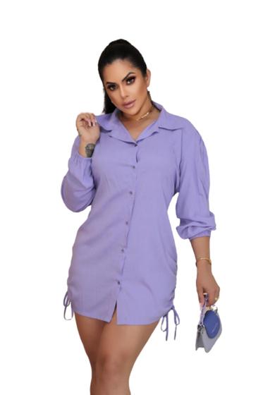 Imagem de Vestido Chemise Manga Longa Com Amarração Lateral R085