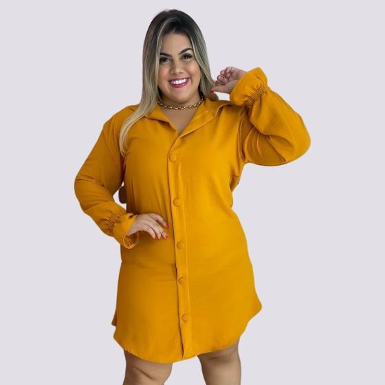 Imagem de Vestido Chemise Plus Size Camisa Manga Longa de Botões 0250