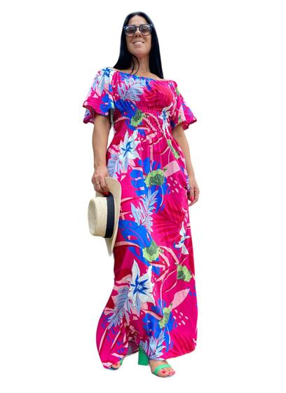 Imagem de Vestido Ciganinha Longo Plus Size Floral Verão