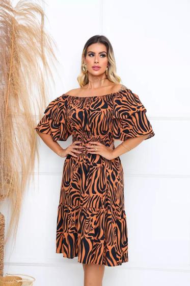 Imagem de Vestido Ciganinha Midi Moda Evangélica Lastex Com Elástico - s08