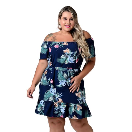 Imagem de Vestido Ciganinha Plus Size Estampas Verão Tamanho Grande Dora 