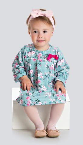 Imagem de Vestido com punho franzido cotton estampado infantil bebê Ralakids 