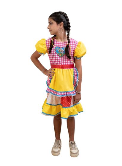 Imagem de Vestido Coração Amarelo Festa Junina Infantil Quadrilha Chic