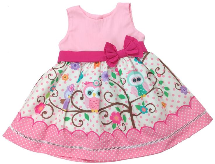 Imagem de Vestido Corujinha Rosa Festa Infantil Temática