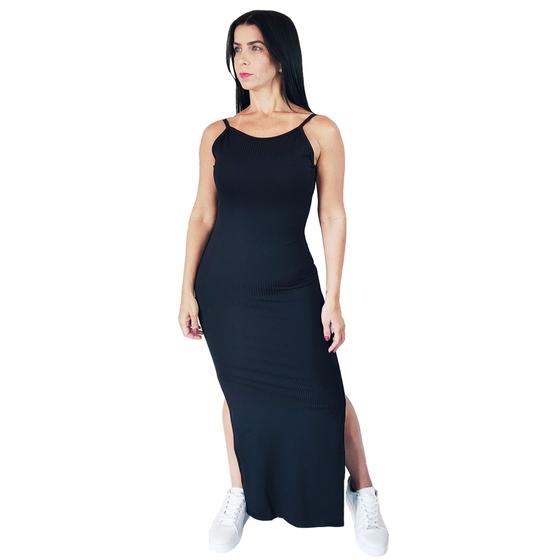 Imagem de Vestido Costa Nua Longo Festa Com Bojo E Fenda Nas 2 Laterais Preto Alcinha