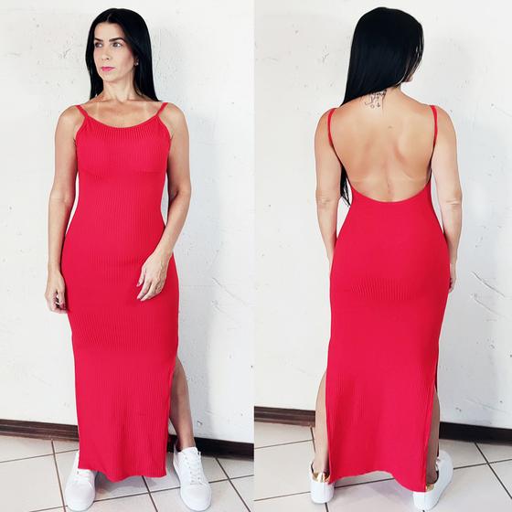 Imagem de Vestido Costa Nua Longo Festa Com Bojo E Fenda Nas 2 Laterais Vermelho