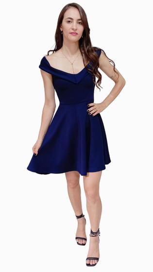 Imagem de Vestido Curto Boneca Godê Azul-Marinho