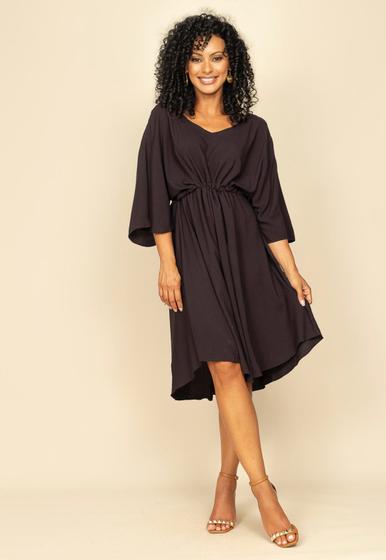 Imagem de Vestido Curto Caaxixá Viscose com Cordão na Cintura Preto