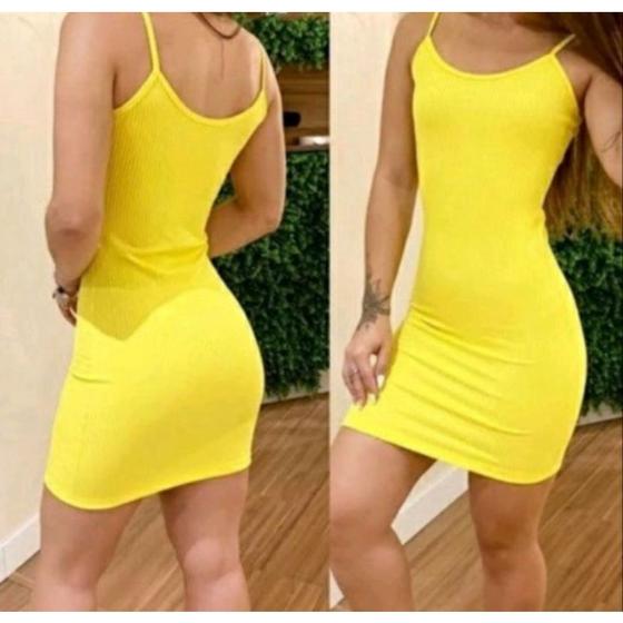 Imagem de Vestido curto canelado alça fina feminino