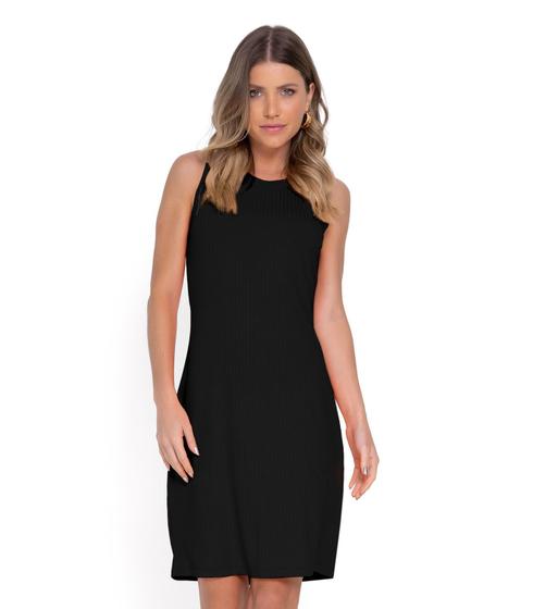 Imagem de Vestido Curto Em Ribana Canelada Rovitex Preto