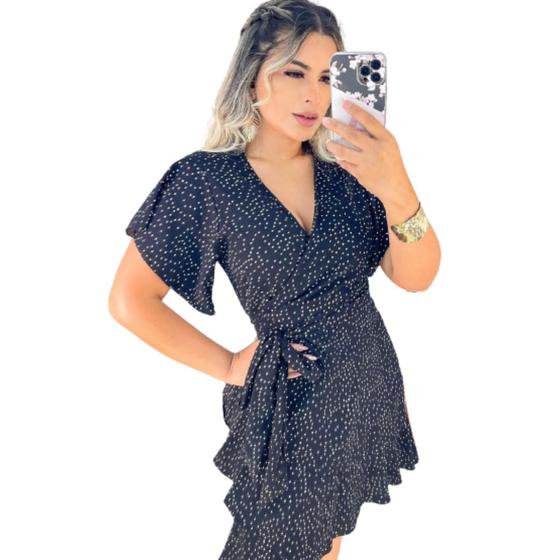 Imagem de Vestido Curto Heloisa Envelope Viscose Manga Curta Soltinho