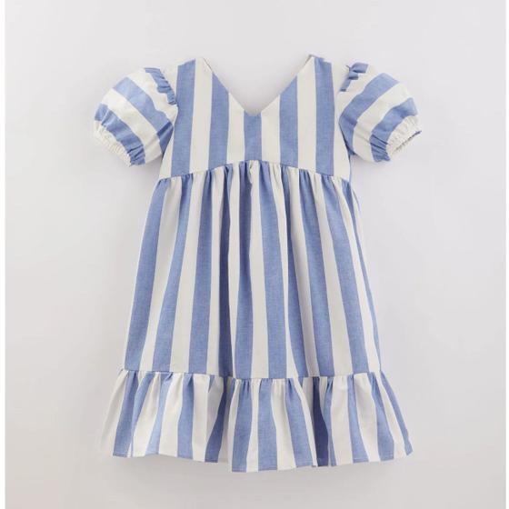 Imagem de Vestido Curto Infantil Listrado Azul Atlântico Fábula