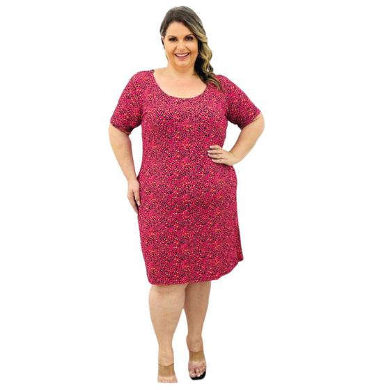 Imagem de Vestido Curto Plus Size T-shirt Casual Estampado Malha