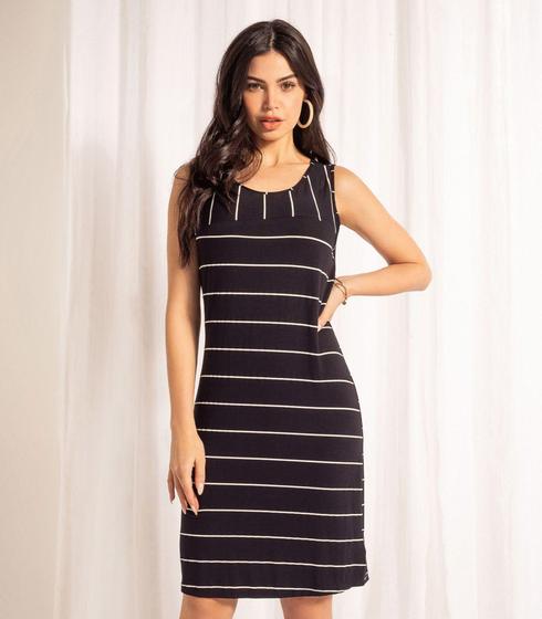 Imagem de Vestido Curto Regata Visco Stripe Rovitex Preto