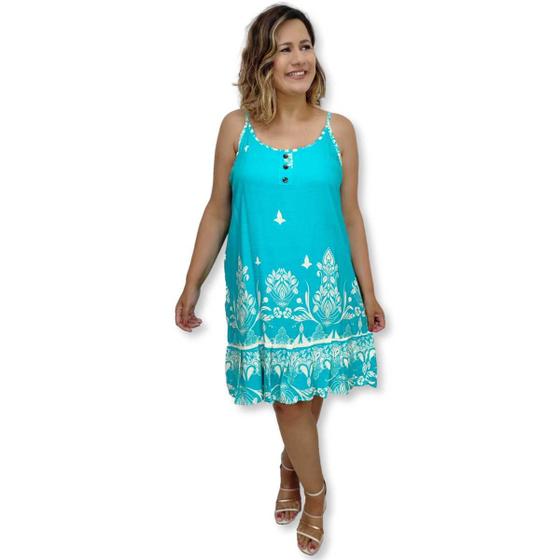 Imagem de Vestido Curto Soltinho de Alça Viscose Estampado Moda verão