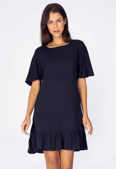 Imagem de Vestido Curto Viscose Babado Preto