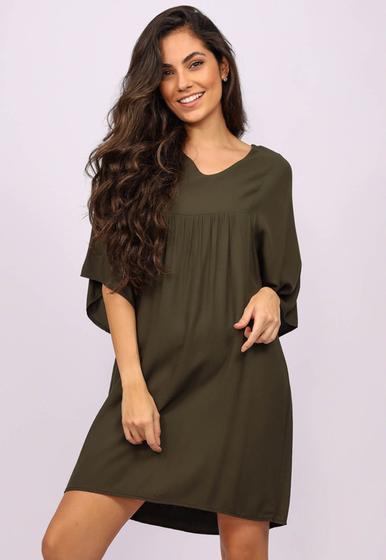 Imagem de Vestido Curto Viscose Bata Verde Musgo