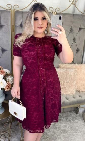 Imagem de Vestido Damaris em Renda Modelo Evasê Moda Evangelica
