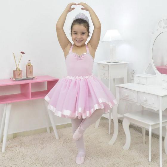 Imagem de Vestido de Bailarina rosa - Conjunto Ballet completo com sapatilha