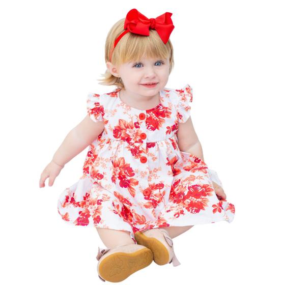 Imagem de Vestido de Bebê Menina Florido com Tiara 100% Algodão Iris