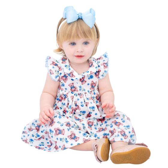 Imagem de Vestido de Bebê Menina Infantil com Tiara 100% Algodão