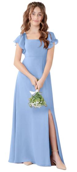 Imagem de Vestido de dama de honra Jirocum JR001 para meninas Steel Blue Tamanho 8