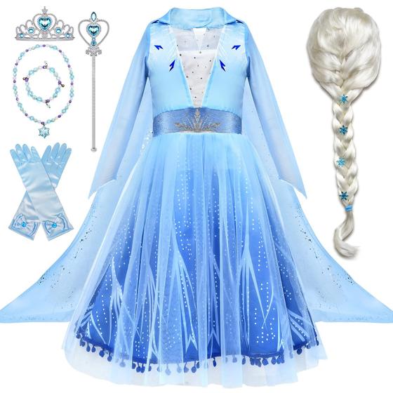 Imagem de Vestido de Fantasia Frozen Elsa Tacobear para Meninas - Com Acessórios