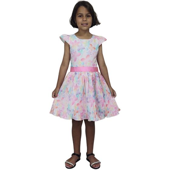 Imagem de Vestido de Festa Infantil Borboleta Colorido Rosa