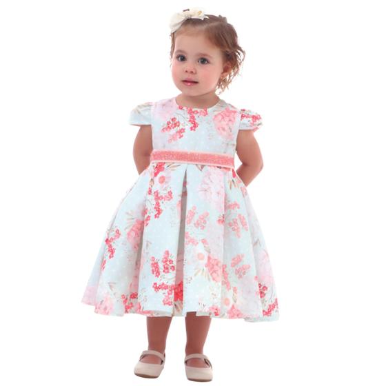 Imagem de Vestido de festa infantil foral com cinto de strass cattai (ct231.06528)