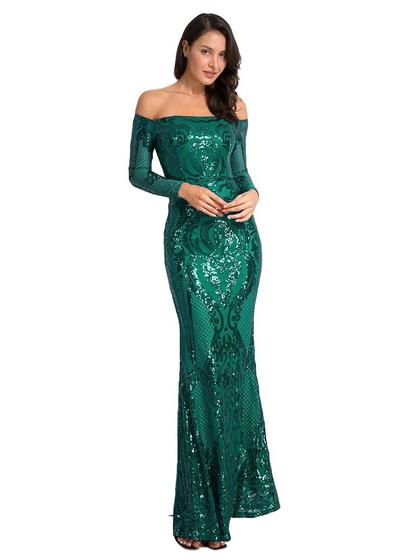 Imagem de Vestido De Festa Longo Paetê Verde - Formatura, Madrinha De Casamento, Coquetel, Gala, Noite