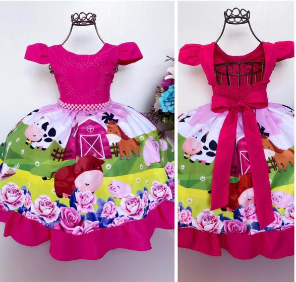 Imagem de Vestido De Festa Luxo Infantil Fazendinha