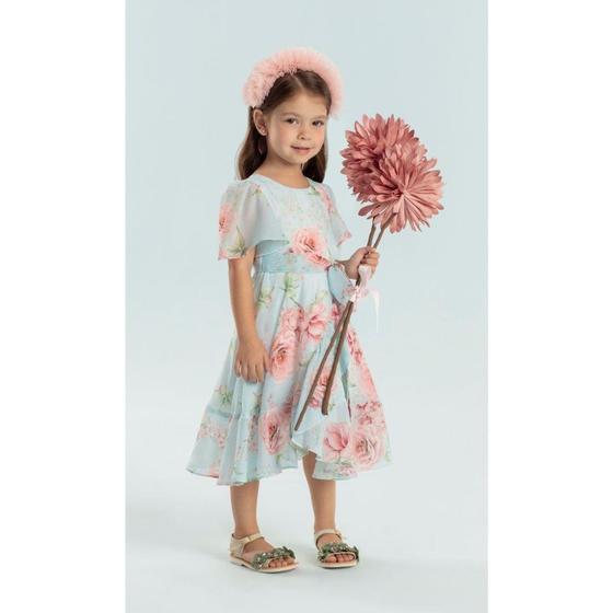 Imagem de Vestido de Festa Petit Cherie Azul Floral Rosas Verão