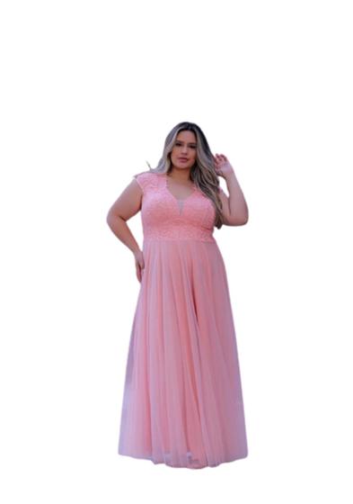 Imagem de Vestido de Festa Plus Size Saia Tule Perola