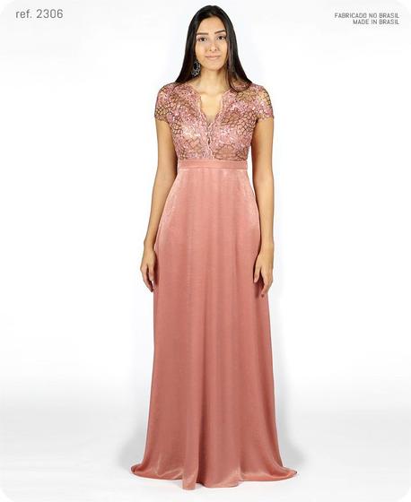 Imagem de Vestido de festa rosa antigo bordado ref. 2306