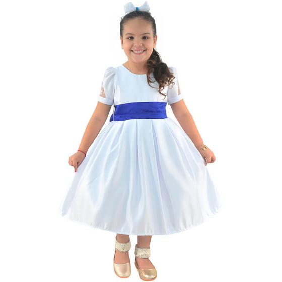 Imagem de Vestido de Formatura Infantil ABC: Branco + Laço de Cabelo