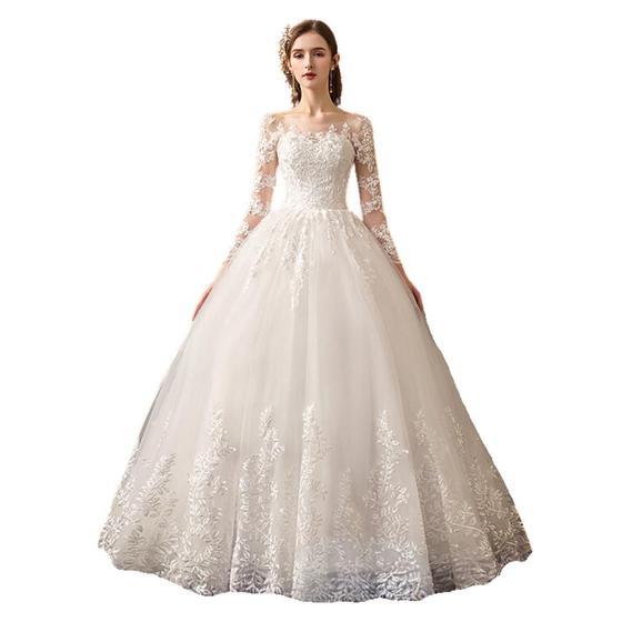 Imagem de Vestido de Noiva Casamento Princesa Manga Comprida Renda