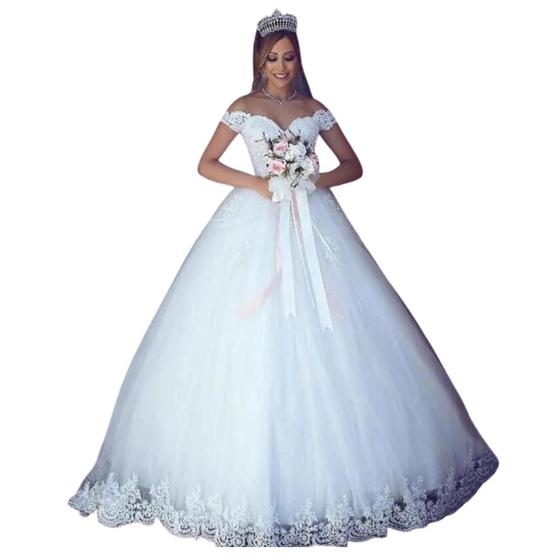 Imagem de Vestido de Noiva Casamento Princesa Renda Pronta Entrega