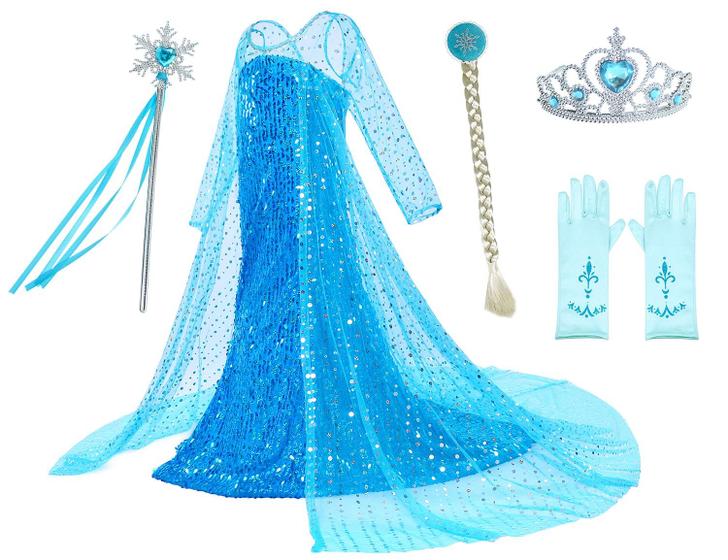 Imagem de Vestido de princesa, festa, luxo chili, com capa de 7 a 8 anos