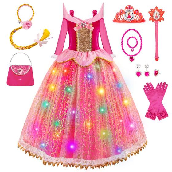 Imagem de Vestido de princesa Meland Light Up para meninas de 3 a 10 anos