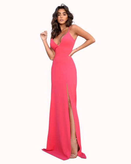 Imagem de Vestido Dot Clothing Longo Alça e Decote com Fendas Rosa - G