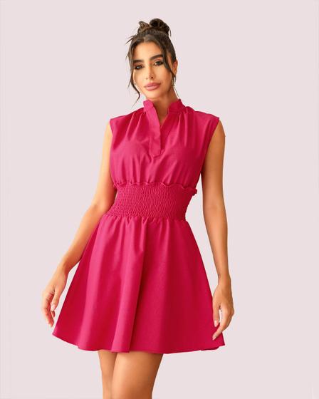 Imagem de Vestido Dot Clothing Rodado em Linho Pink